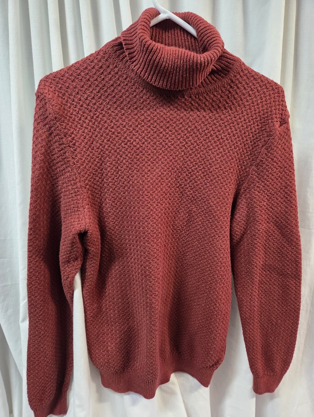 Soft Knit Women's Cowl Turtleneck Sweater in Deep Red